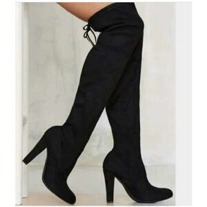 Steve Madden Gorgeous Black Suede Over the Knee Stunning Vegan Boots Size 8
